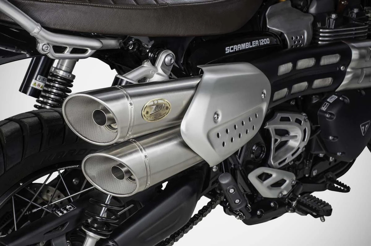 Combo Cổ pô + Pô Zard Slip on cho Triumph Scrambler 1200 – Bạc - 605KG