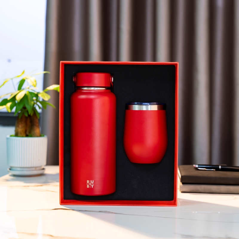 Set quà bình giữ nhiệt & cốc giữ nhiệt Ruby