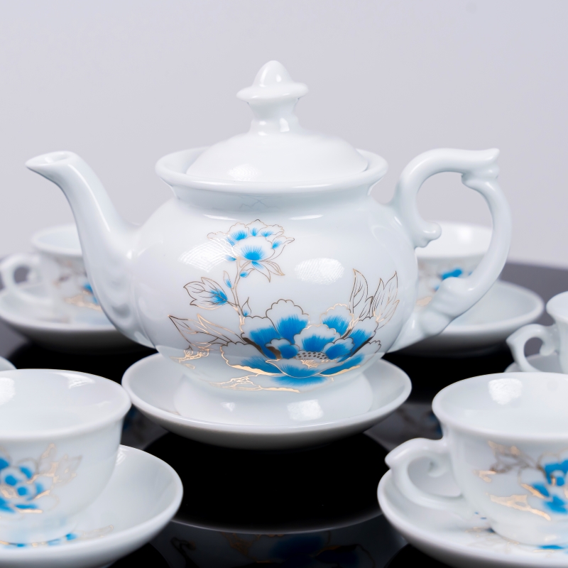 Bộ ấm chén sứ hoa xanh ngọc