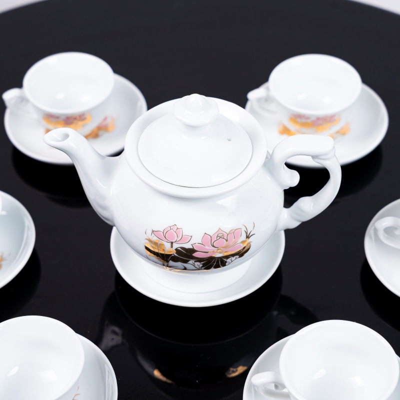 Bộ ấm chén sứ Ruby họa tiết hoa sen