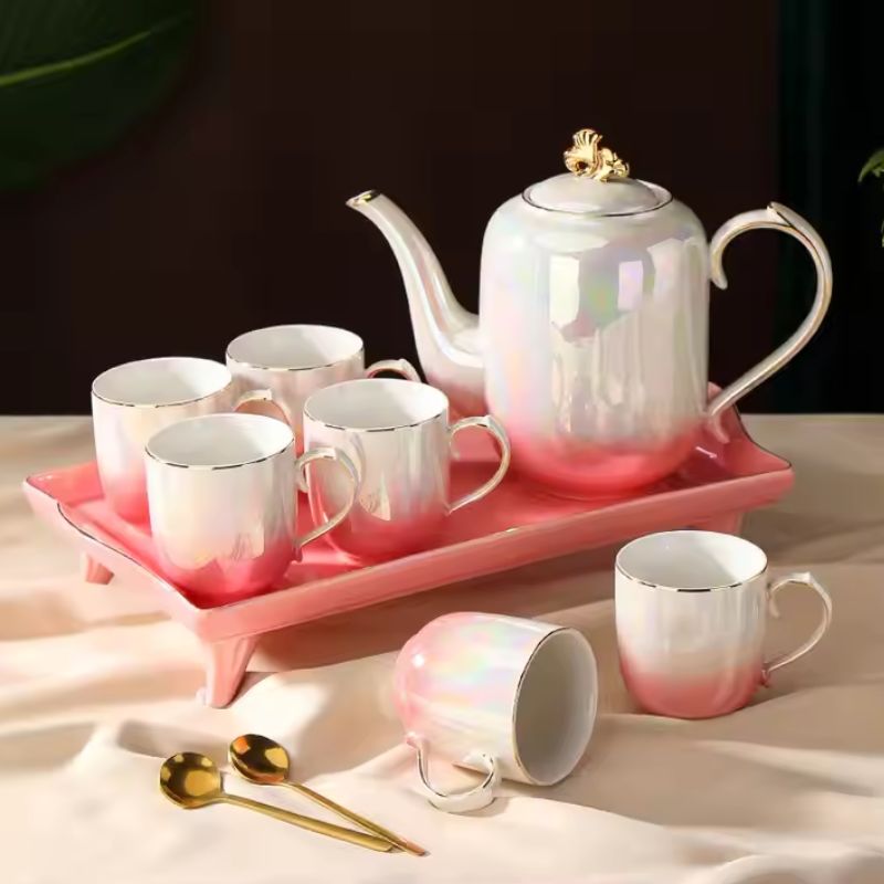 Bộ ấm trà cà phê gốm sứ sang trọng Ruby