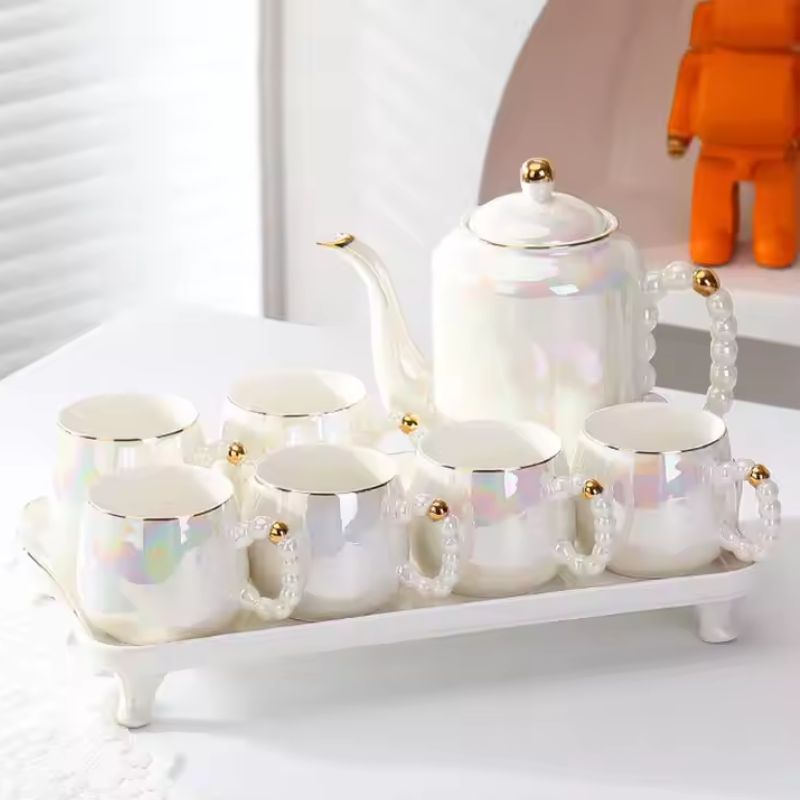 Cốc trà cà phê sứ tráng men ngọc trai Bắc Âu Ruby