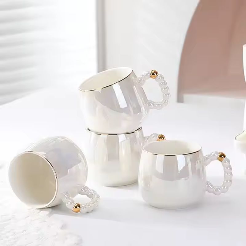 Cốc trà cà phê sứ tráng men ngọc trai Bắc Âu Ruby