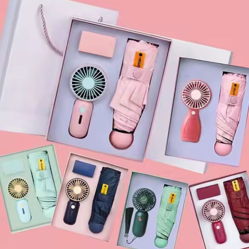 Quà tặng mùa hè Quạt mini Ô dù in logo Ruby