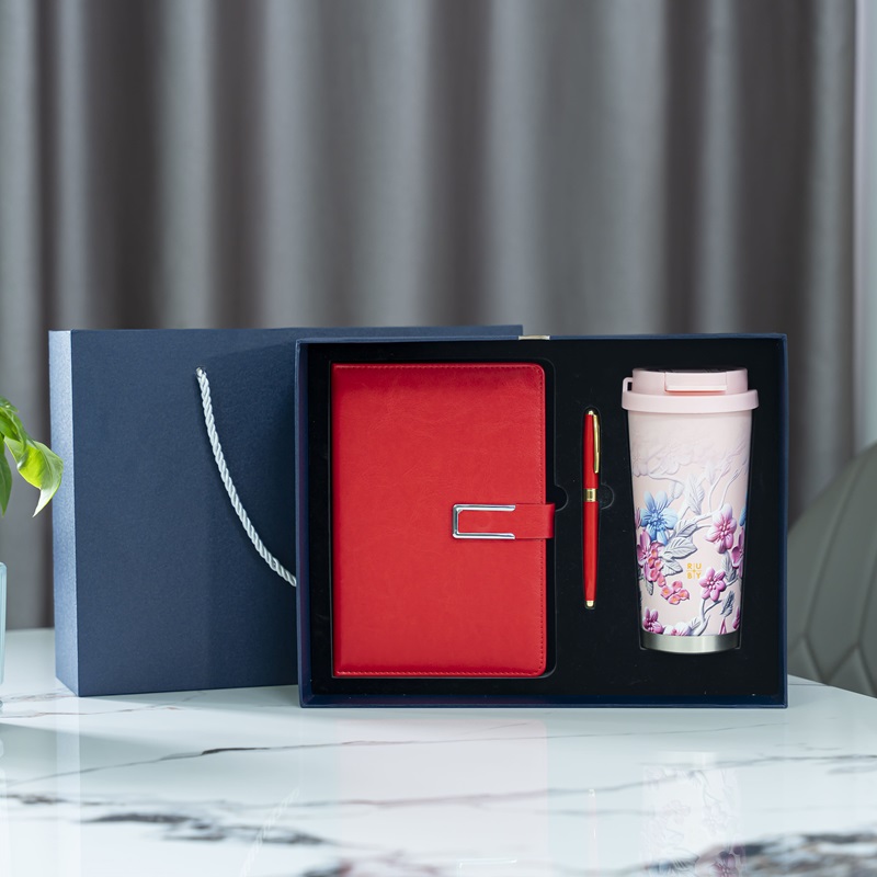 Quà Tặng Doanh Nghiệp Ruby Cốc Giữ Nhiệt Đào Hồng, Sổ, Bút