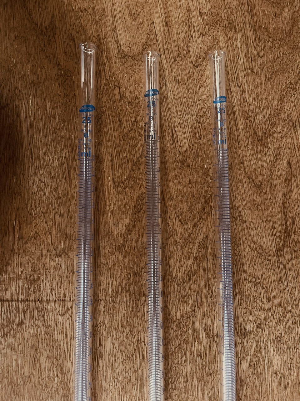 Buret thẳng khóa thủy tinh 25ml, Class B Hãng OMSONS GERMANY