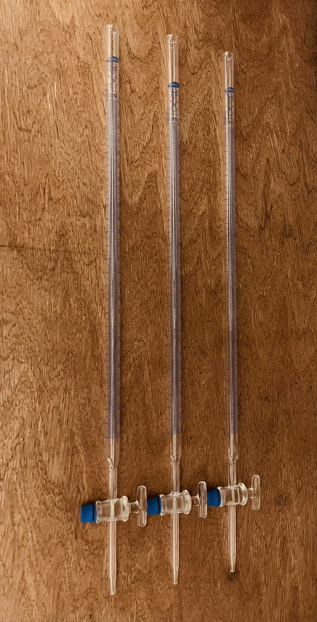 Buret thẳng khóa thủy tinh 25ml, Class B Hãng OMSONS GERMANY