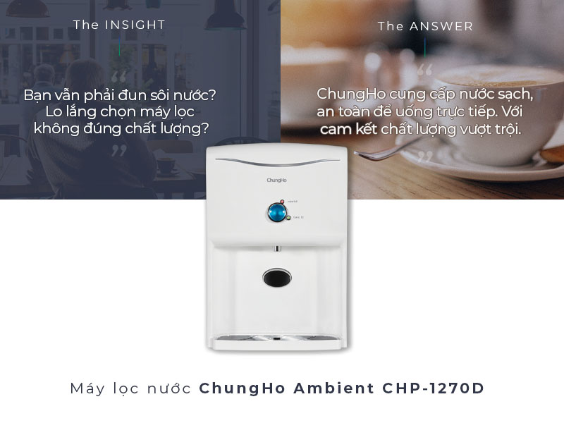 Máy lọc nước ChungHo Ambient CHP-1270D – Lọc nước hiệu quả, thiết kế hiện đại cho không gian sống và làm việc.