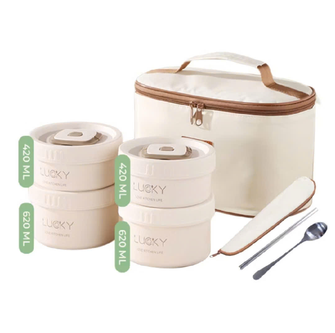 Hộp cơm 4 ngăn có túi Lunch Box