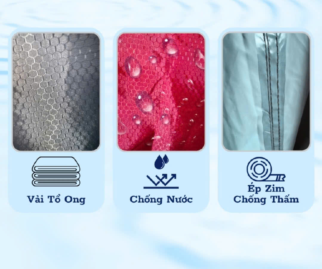 ÁO MƯA BÍT KÍN NGƯỜI CHẤT VẢI DÙ TỔ ONG MỀM NHẸ