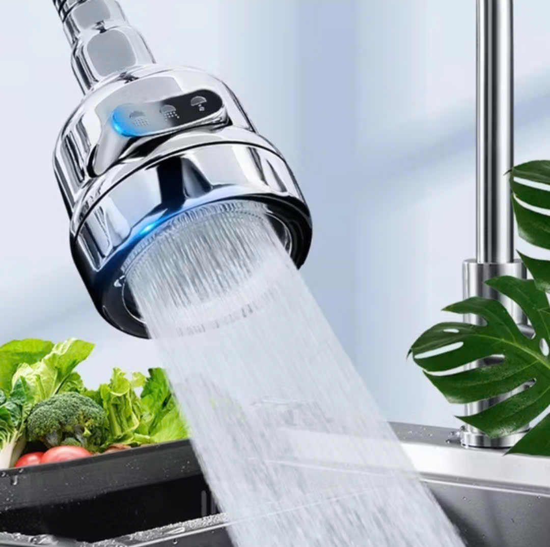 Đầu vòi tăng áp inox xoay 360 độ nhiều chế độ tiết kiệm nước