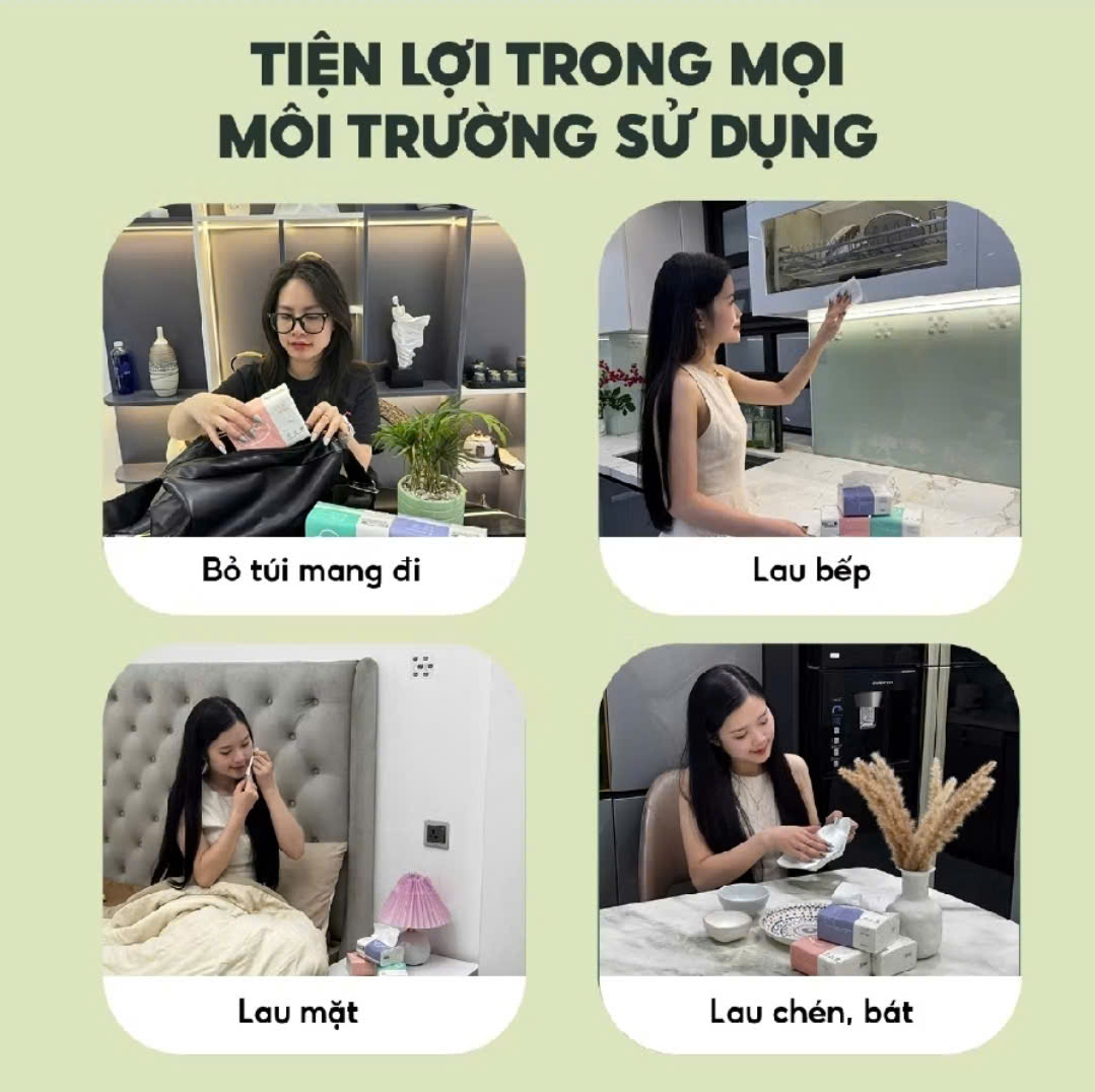 Bịch 10 gói giấy lụa bỏ túi 3 màu Topgia 300 tờ