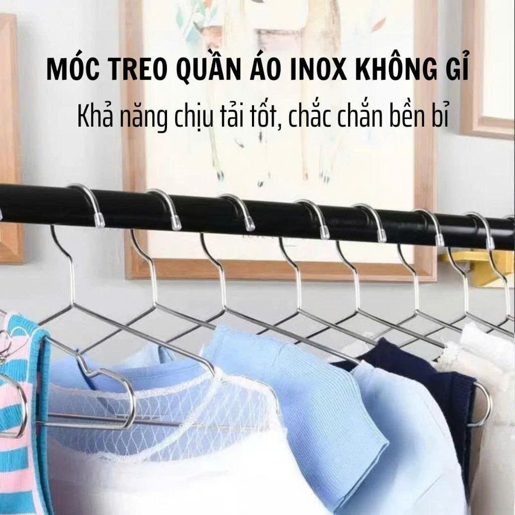 SET 10 MÓC TREO QUẦN ÁO INOX 304 – BỀN BỈ, SÁNG BÓNG, KHÔNG GỈ SÉT
