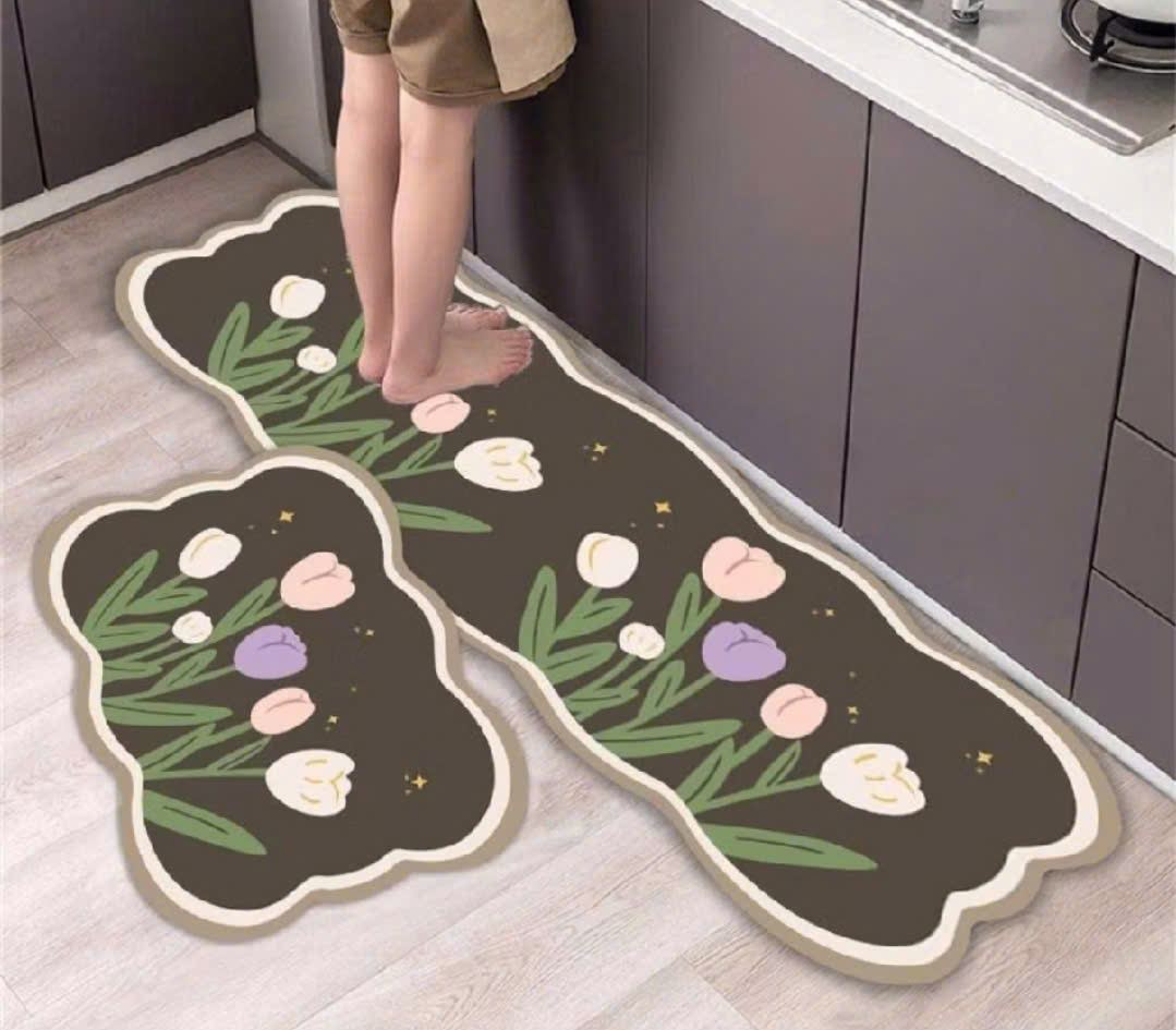 SET 2 THẢM BẾP HỌA TIẾT THẾ HỆ MỚI! ( HỌA TIẾT HOA )