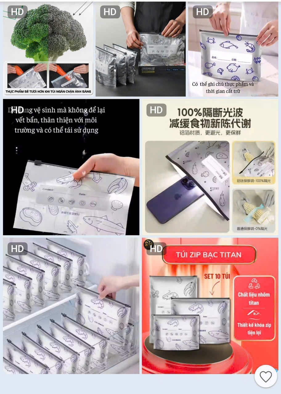 Set 10 Túi Zip Bạc Nhôm Đựng Đồ Ăn
