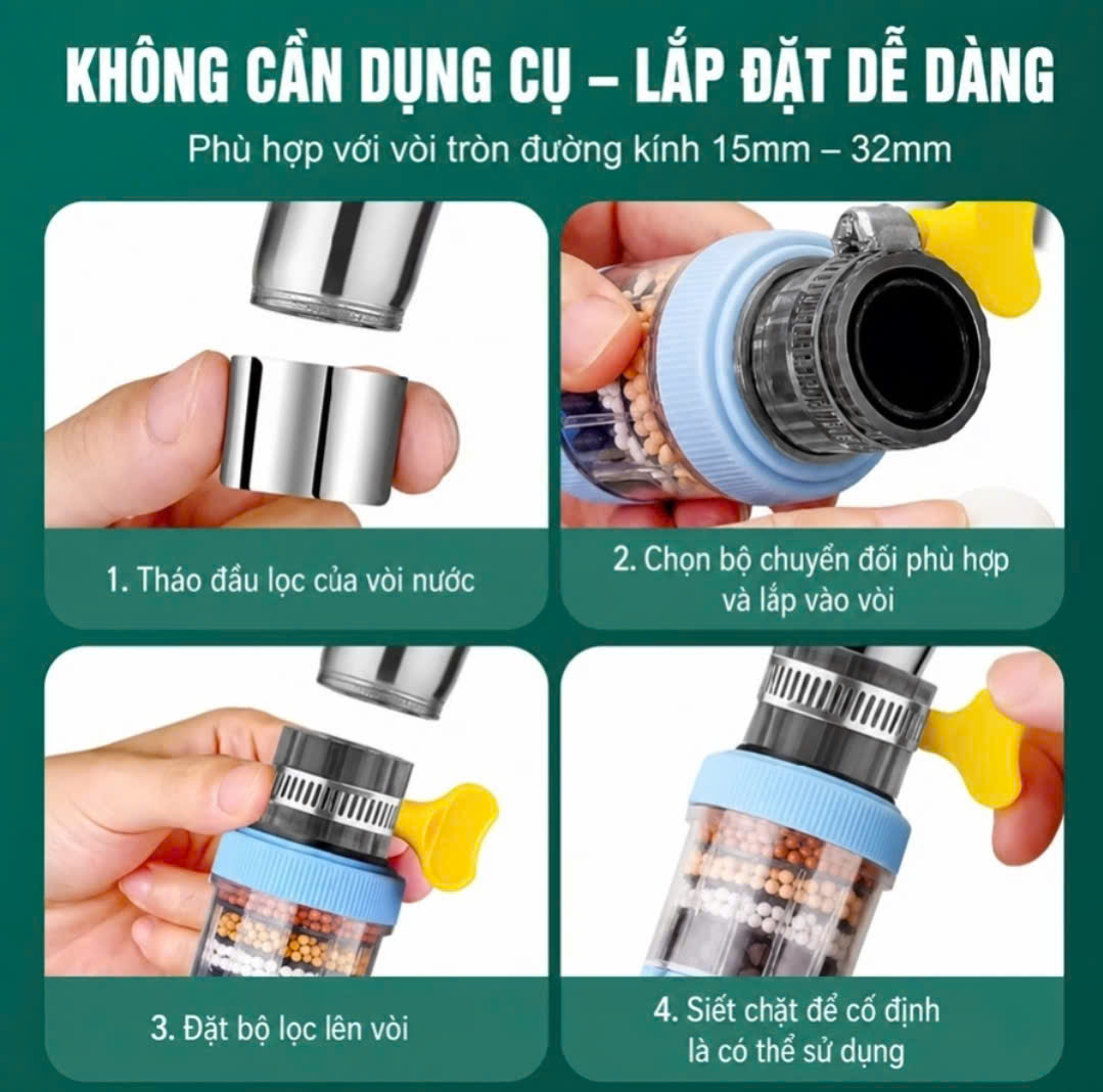 Đầu lọc nước gắn vòi 6 lớp