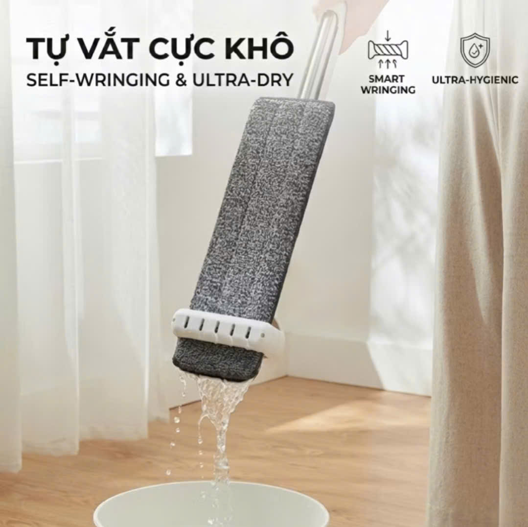 CÂY LAU NHÀ TỰ VẮT THÔNG MINH KÈM 3 BÔNG