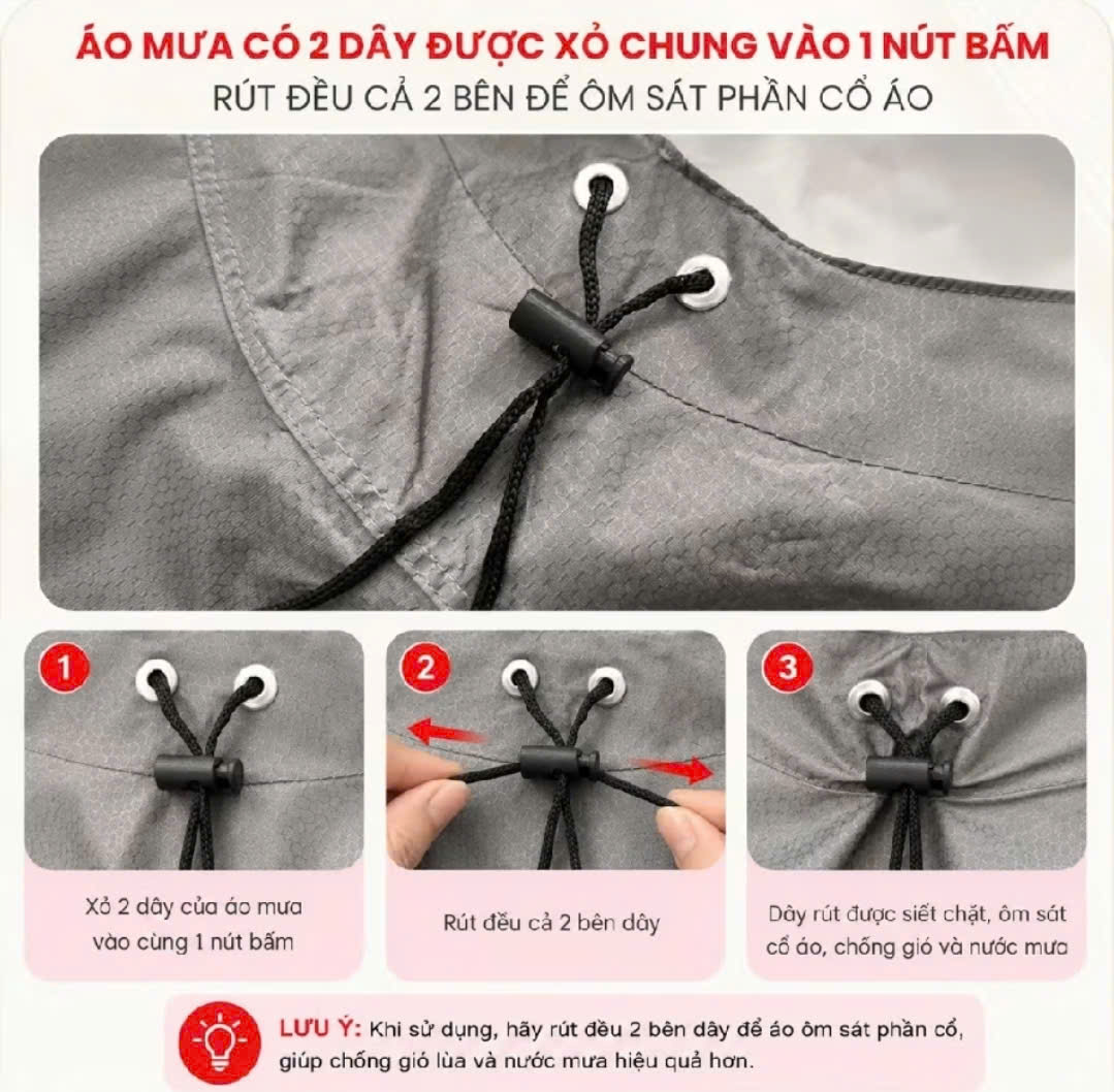 ÁO MƯA BÍT KÍN NGƯỜI CHẤT VẢI DÙ TỔ ONG MỀM NHẸ