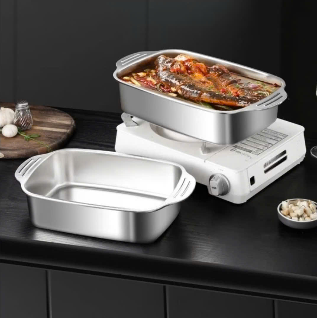 Đĩa Inox Nướng Cá Om Cá