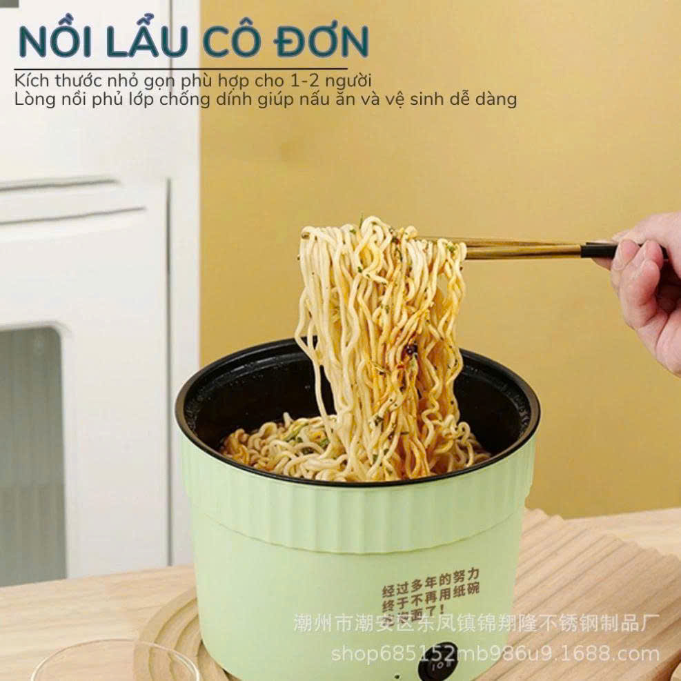 Nồi Lẩu Điện Mini Đa Năng - Ca Nấu Mì Ăn Liền, Cốc Ăn Lẩu Cô Đơn