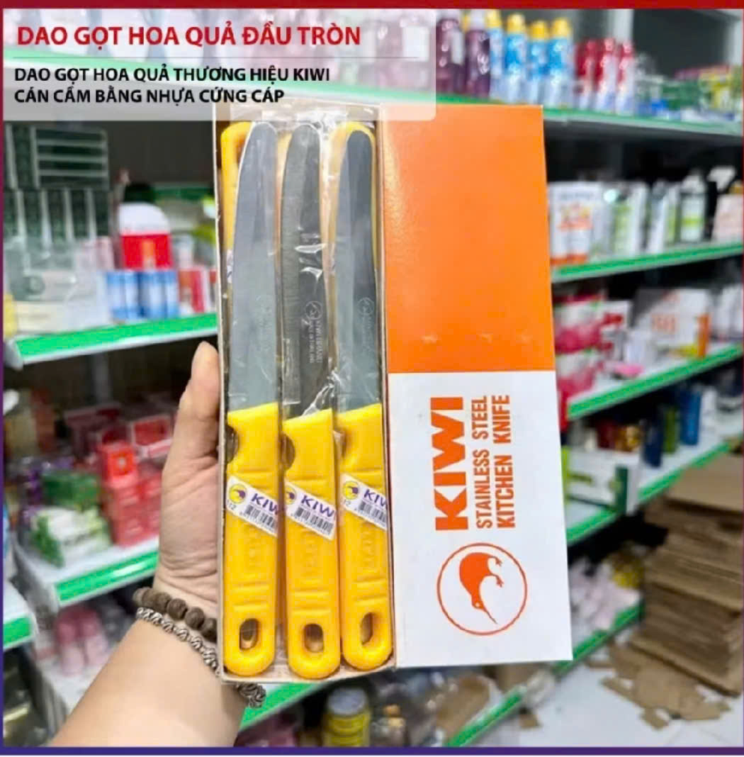Set 12 dao gọt trái cây, hoa quả cán màu vàng