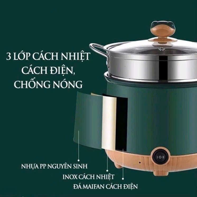 Ca mì, lẩu, hấp đa năng 2 tầng mini Shanban