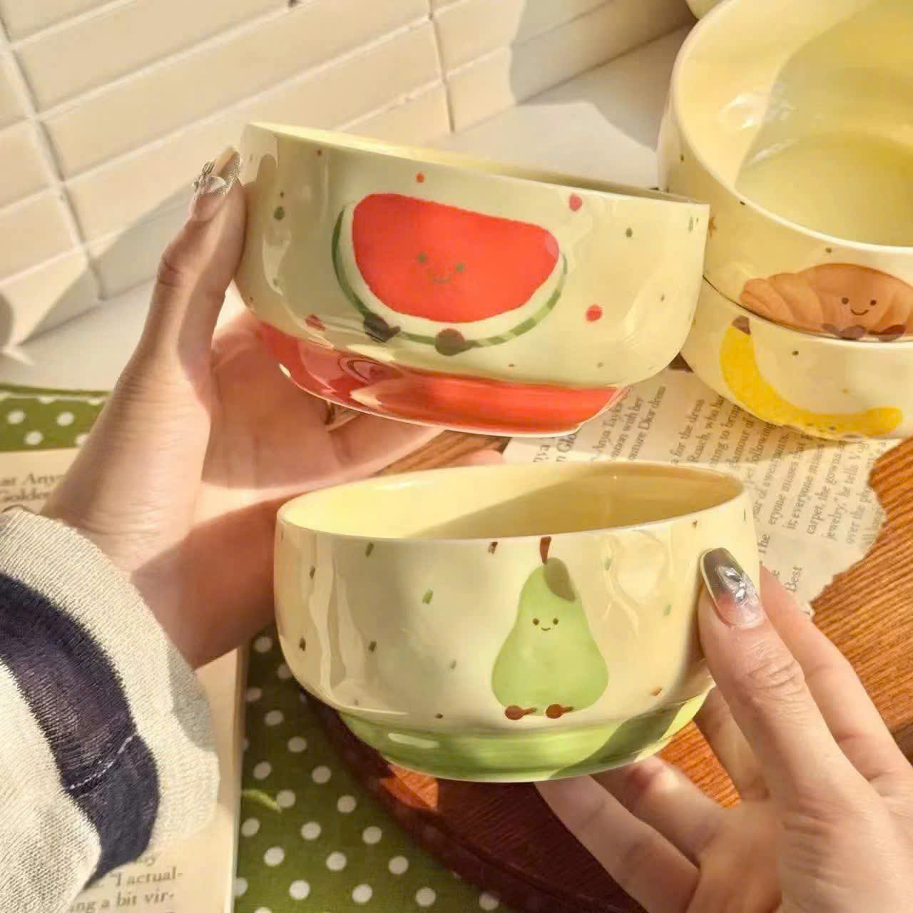 Set 4 bát sứ ăn cơm siêu cute hình trái cây size 4.5inch