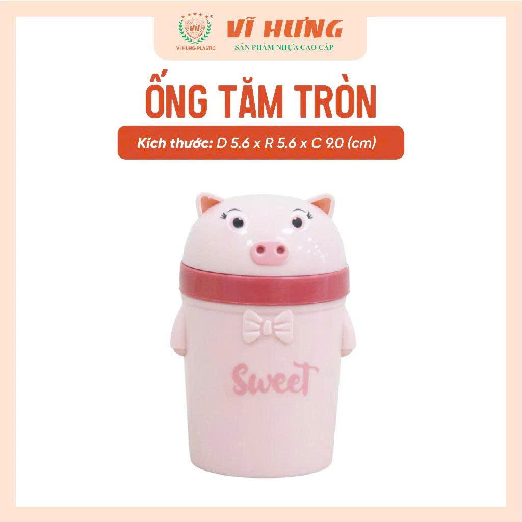 Ống Đựng Tăm Tròn Hình Heo Dễ Thương