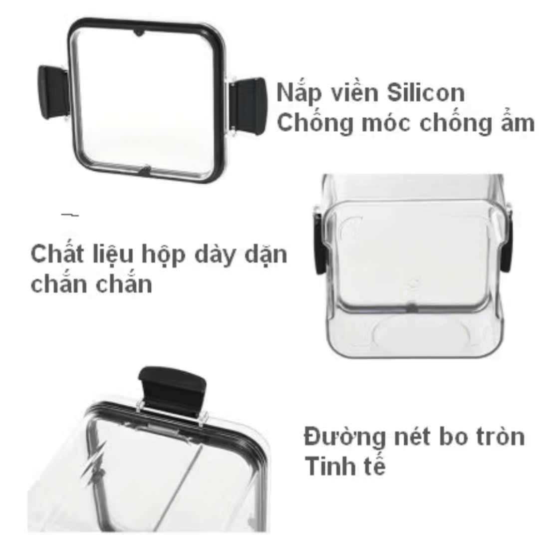 Hộp Nhựa Đựng Ngũ Cốc , Thực Phẩm Khô Cao Cấp Chống Ẩm 1300ml
