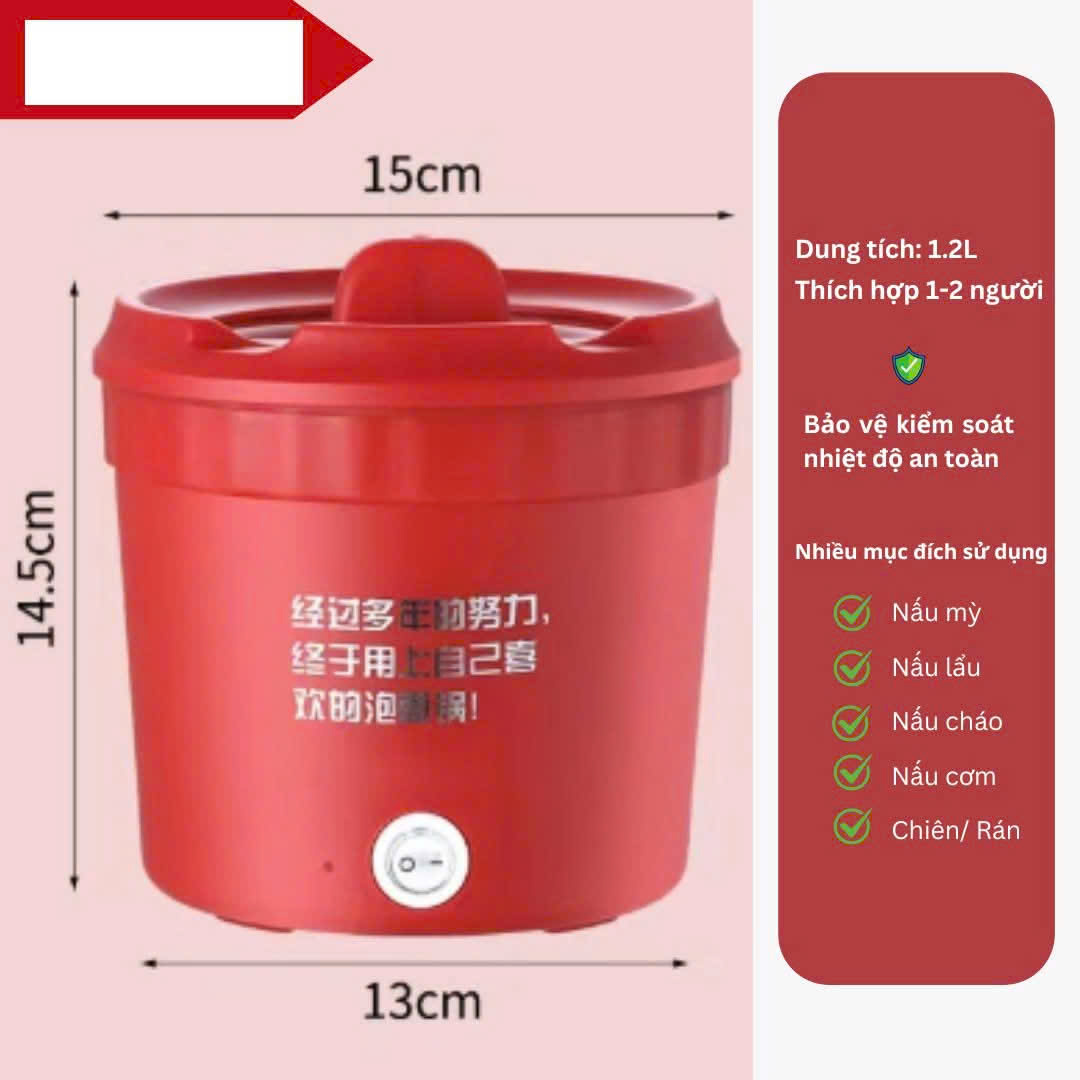 Nồi Lẩu Điện Mini Đa Năng - Ca Nấu Mì Ăn Liền, Cốc Ăn Lẩu Cô Đơn