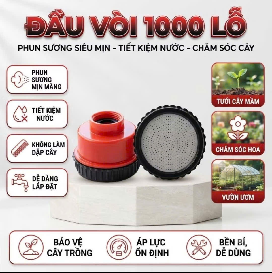 Đầu sen tăng áp lực nước 1000 lỗ phun mịn