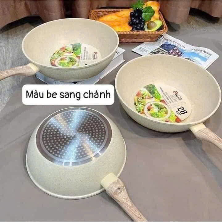 CHẢO SÂU LÒNG ĐÁY TỪ VÂN ĐÁ XUẤT NHẬT SIZE 28CM