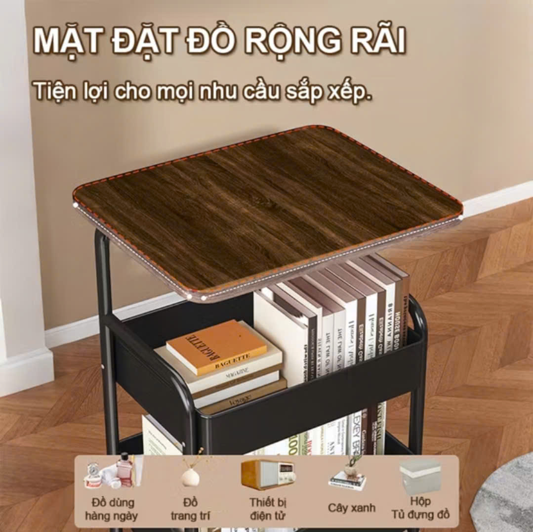 Kệ Xe Đẩy 3 Tầng Bánh Xe Có Bàn Nhỏ HÀNG VIỆT