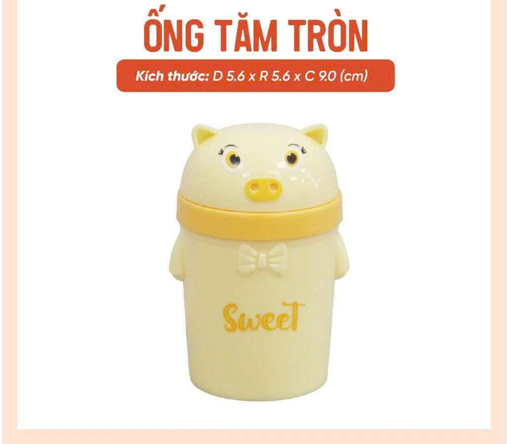 Ống Đựng Tăm Tròn Hình Heo Dễ Thương