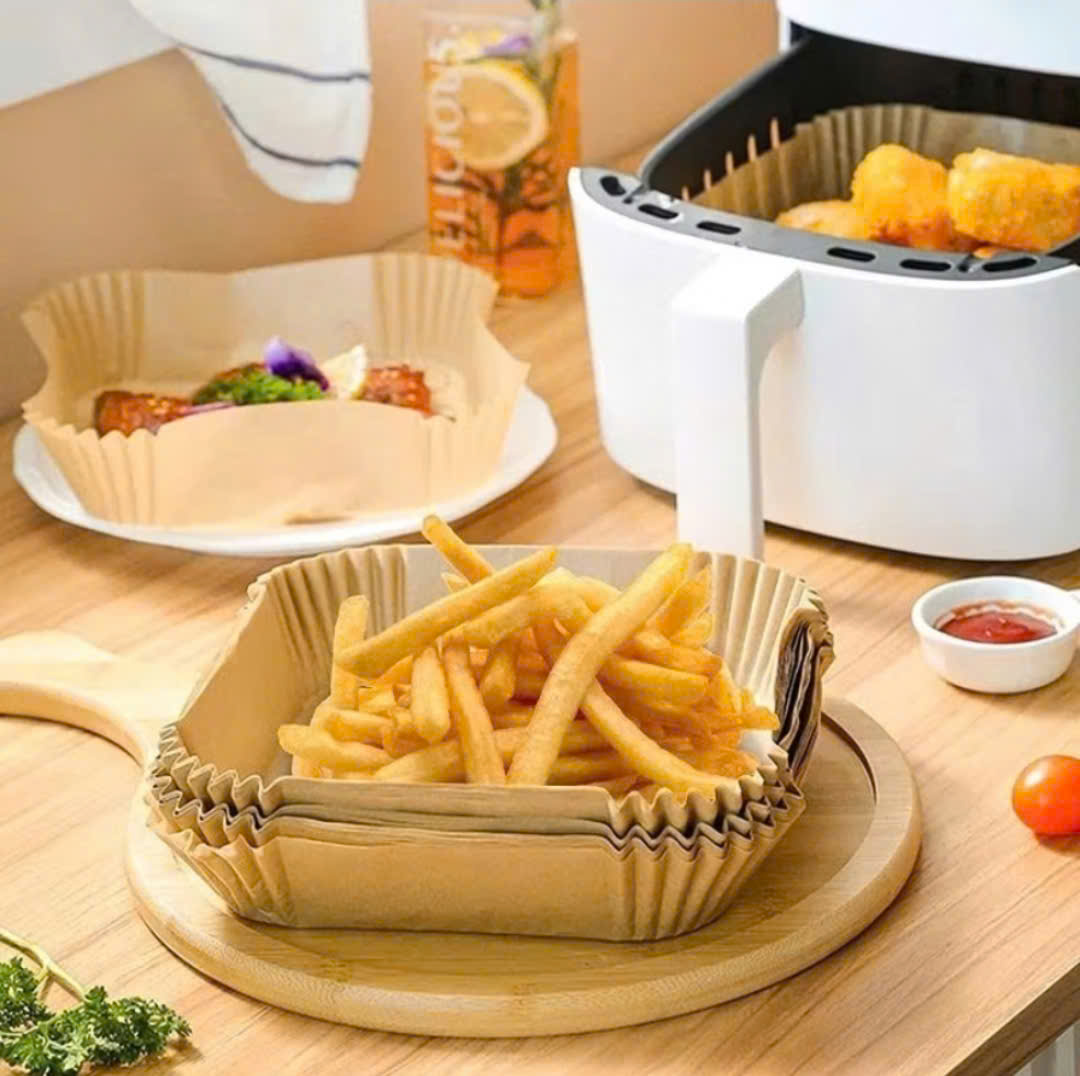 Set 50 Miếng Giấy Lót Nồi Chiên Không Dầu, Lò Vi Sóng( Khay Nhựa)