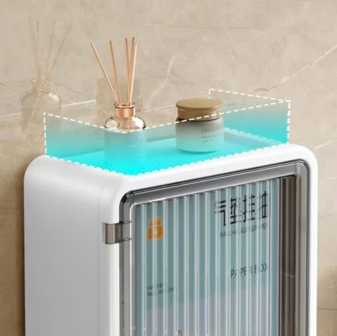 Hộp đựng đồ nhà tắm 3 tầng đa năng, Hộp Chứa Giấy Chia Ngăn Dán Tường Thích Hợp Cho Không Gian Nhỏ