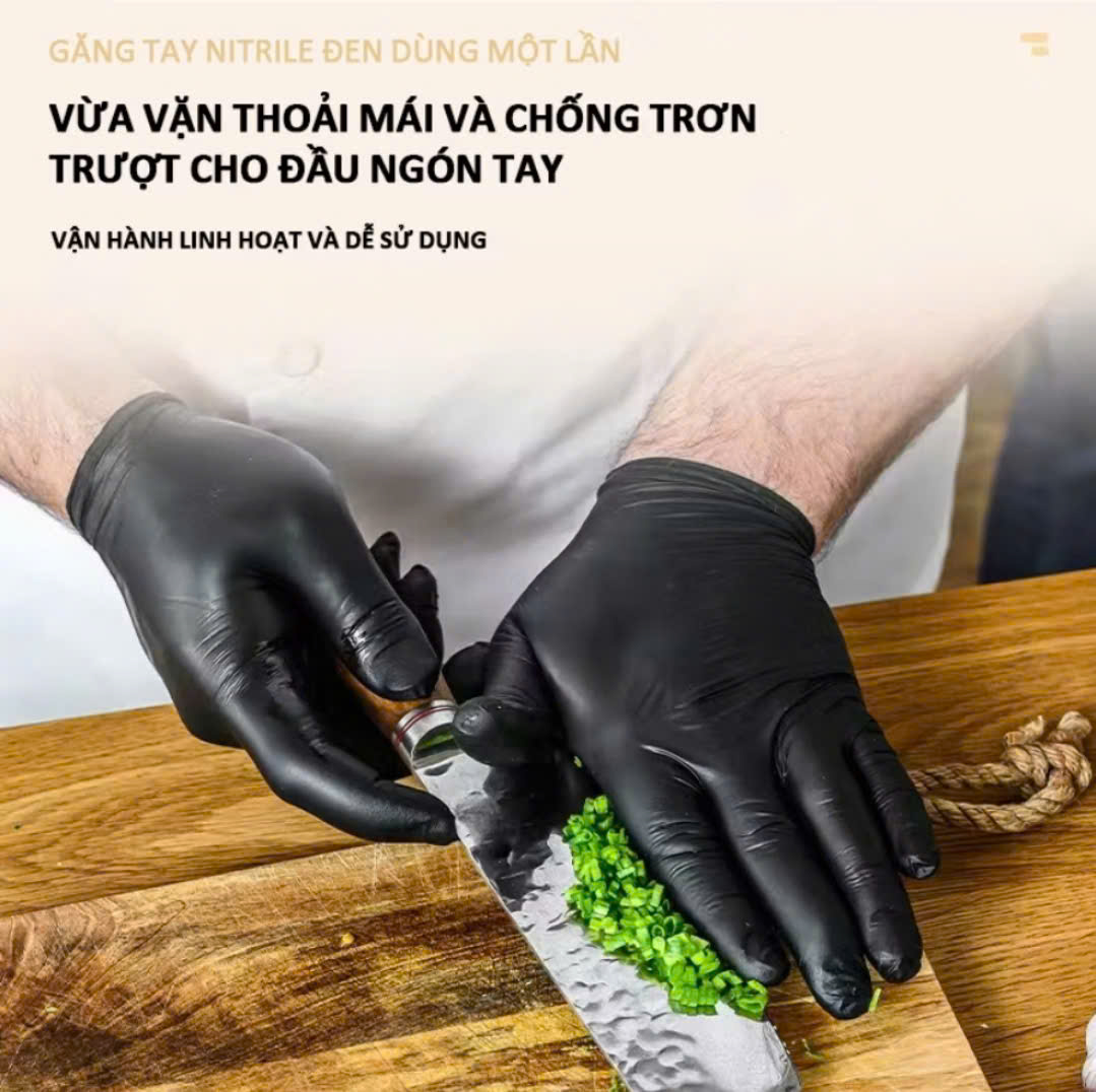 👉☘️☘️HỘP 100 cái găng tay cao su màu đen