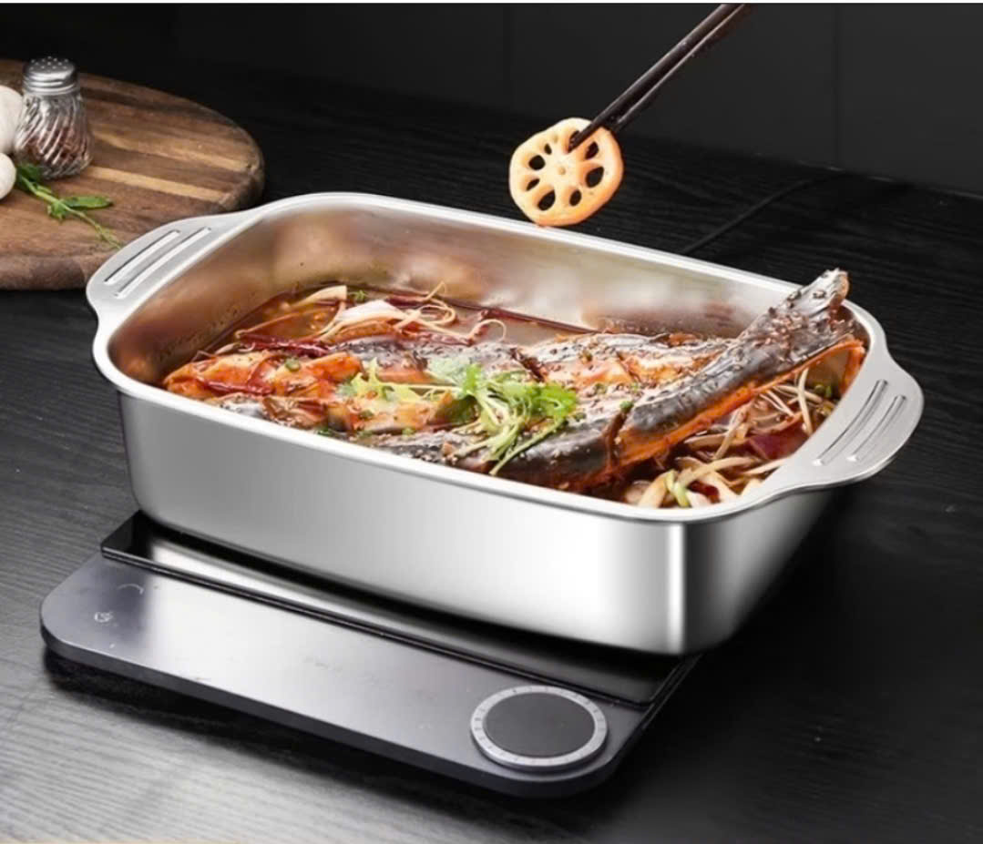 Đĩa Inox Nướng Cá Om Cá