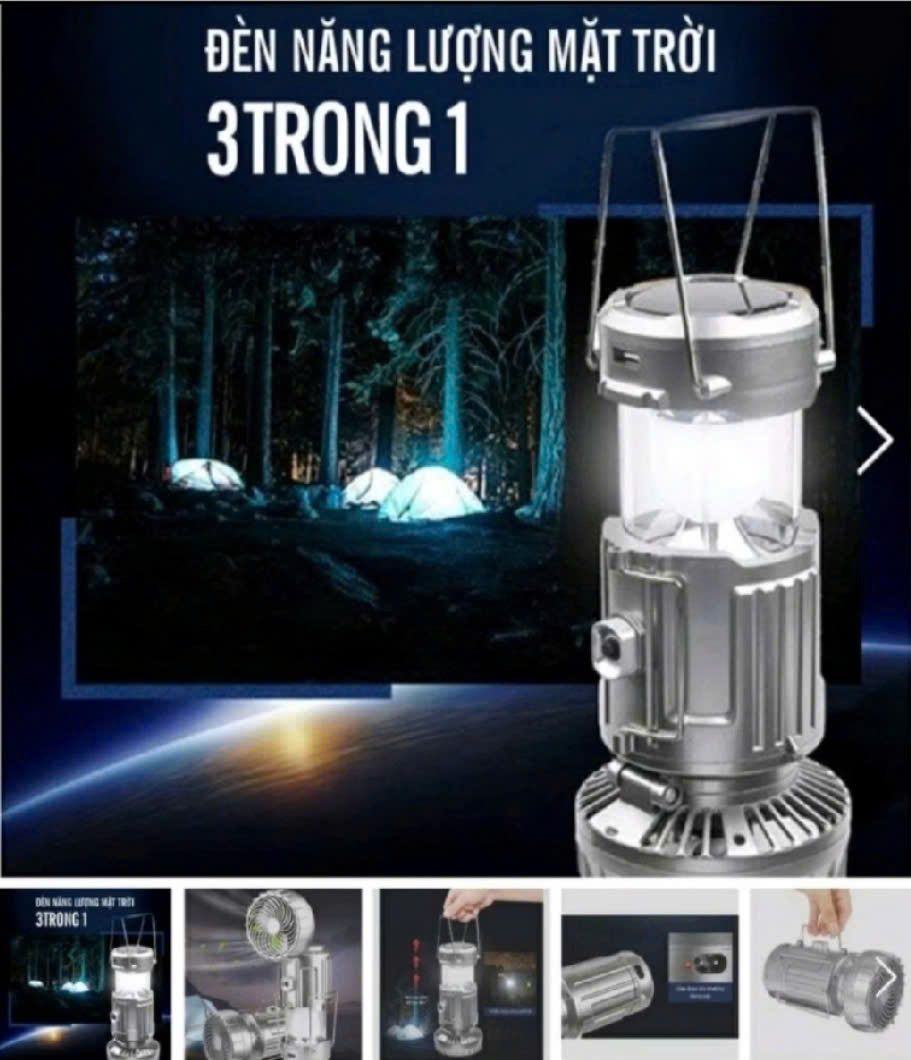 Đèn năng lượng mặt trời, đèn tích điện 3in1 chiếu sáng