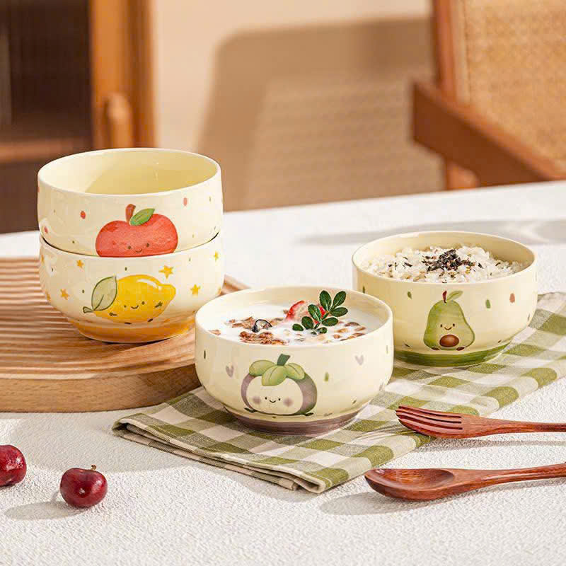 Set 4 bát sứ ăn cơm siêu cute hình trái cây size 4.5inch