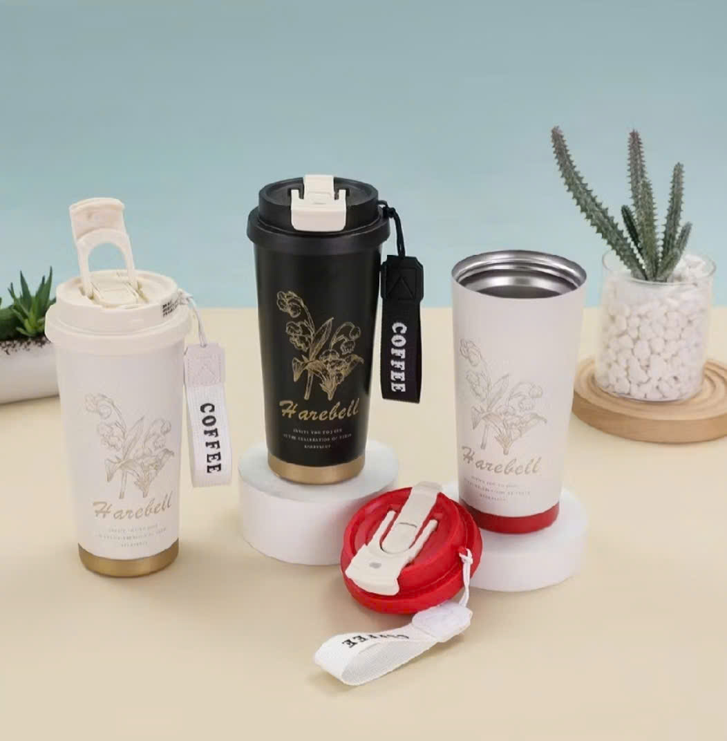 Ly Giữ Nhiệt Hoa Lyly 500ml Có Dây Cầm