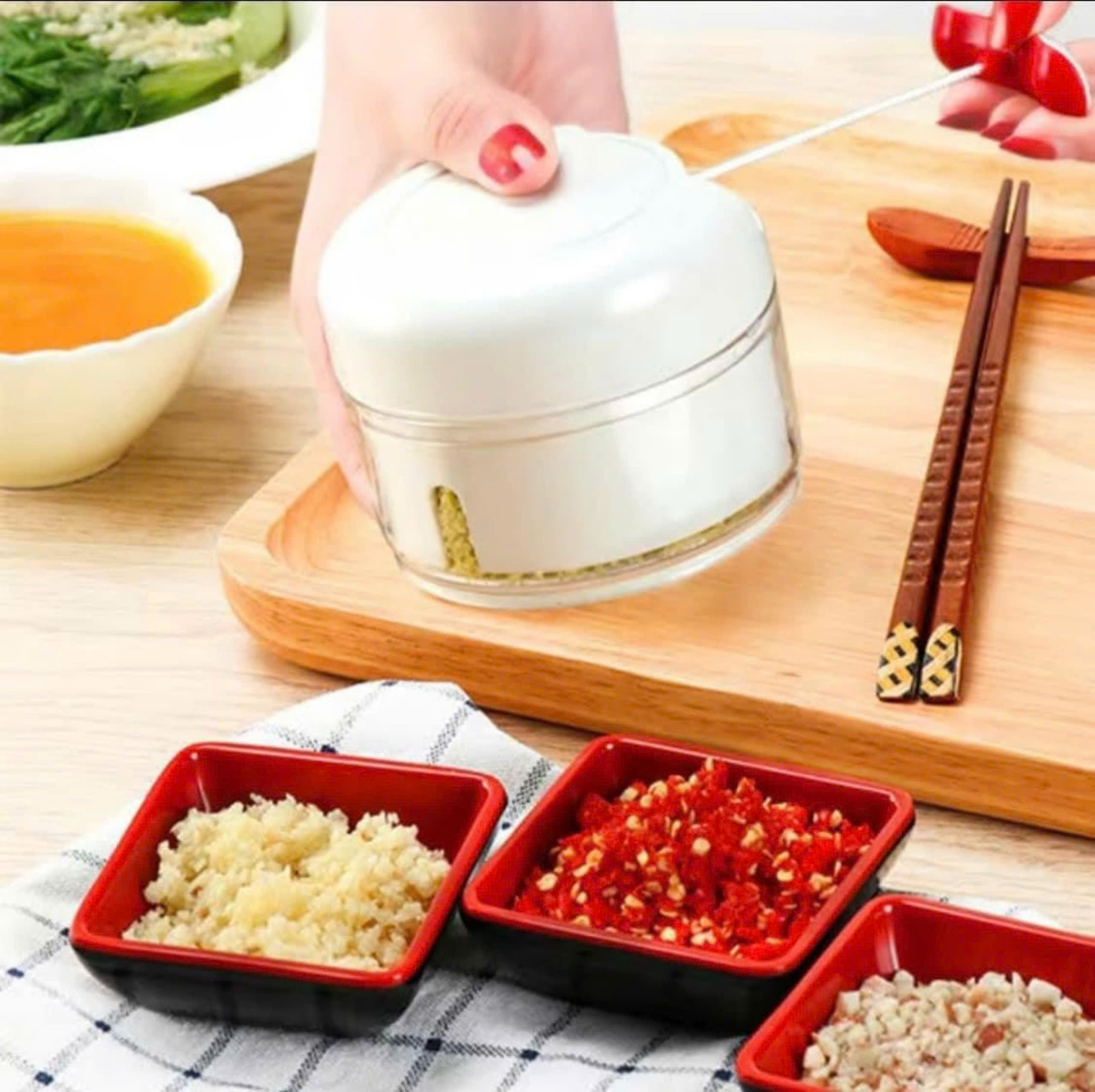 MÁY CHOPPER XAY TỎI THỊT THỰC PHẨM BẰNG TAY