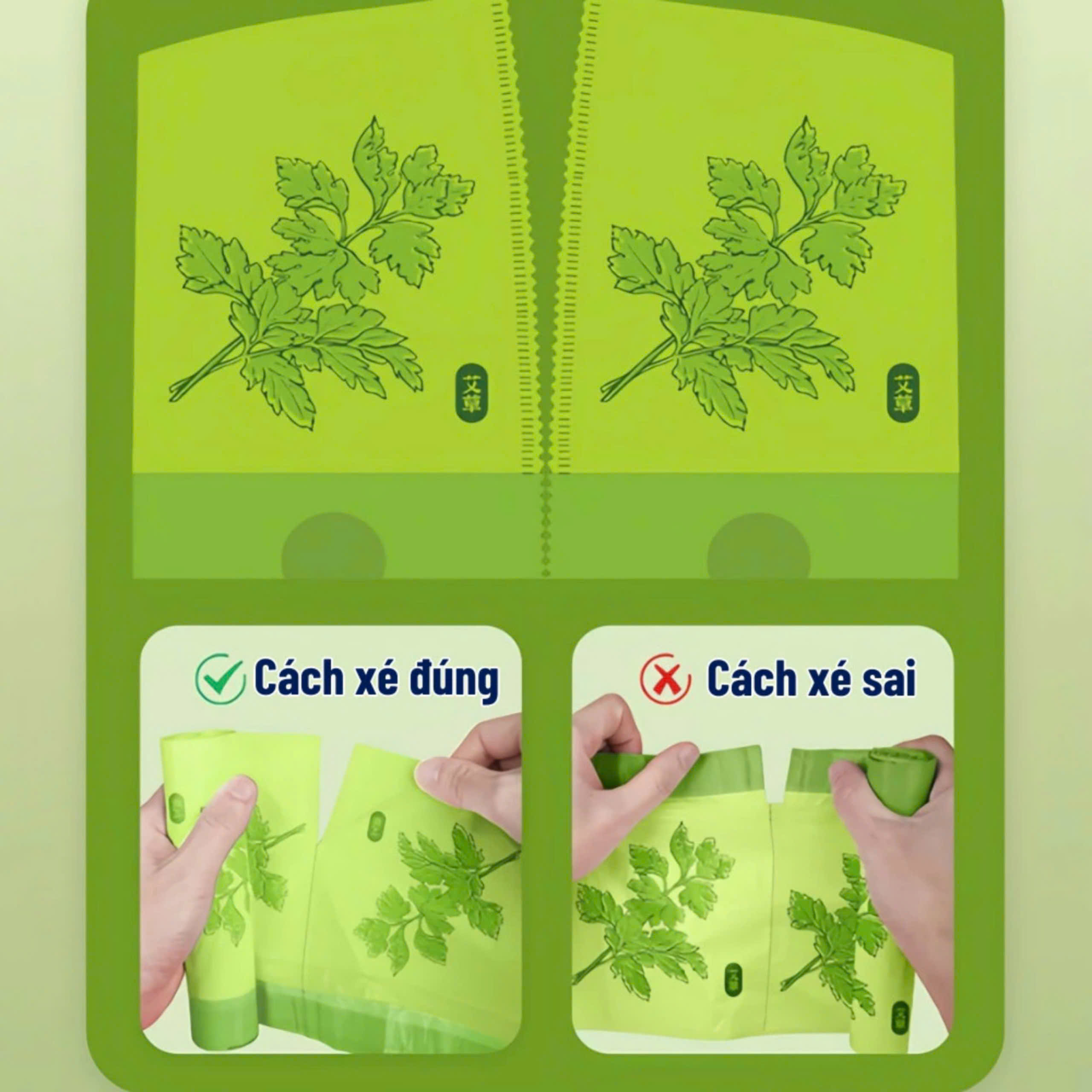 Cuộn 50 túi rác hương ngải cứu xua đuổi côn trùng ( 190g/dày đẹp)