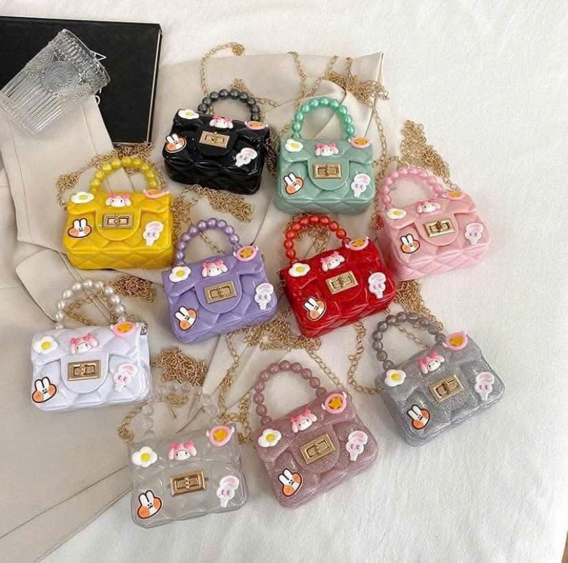 Túi Ngọc Trai Mini Trẻ Em, Túi Đeo Chéo Kèm Sticker