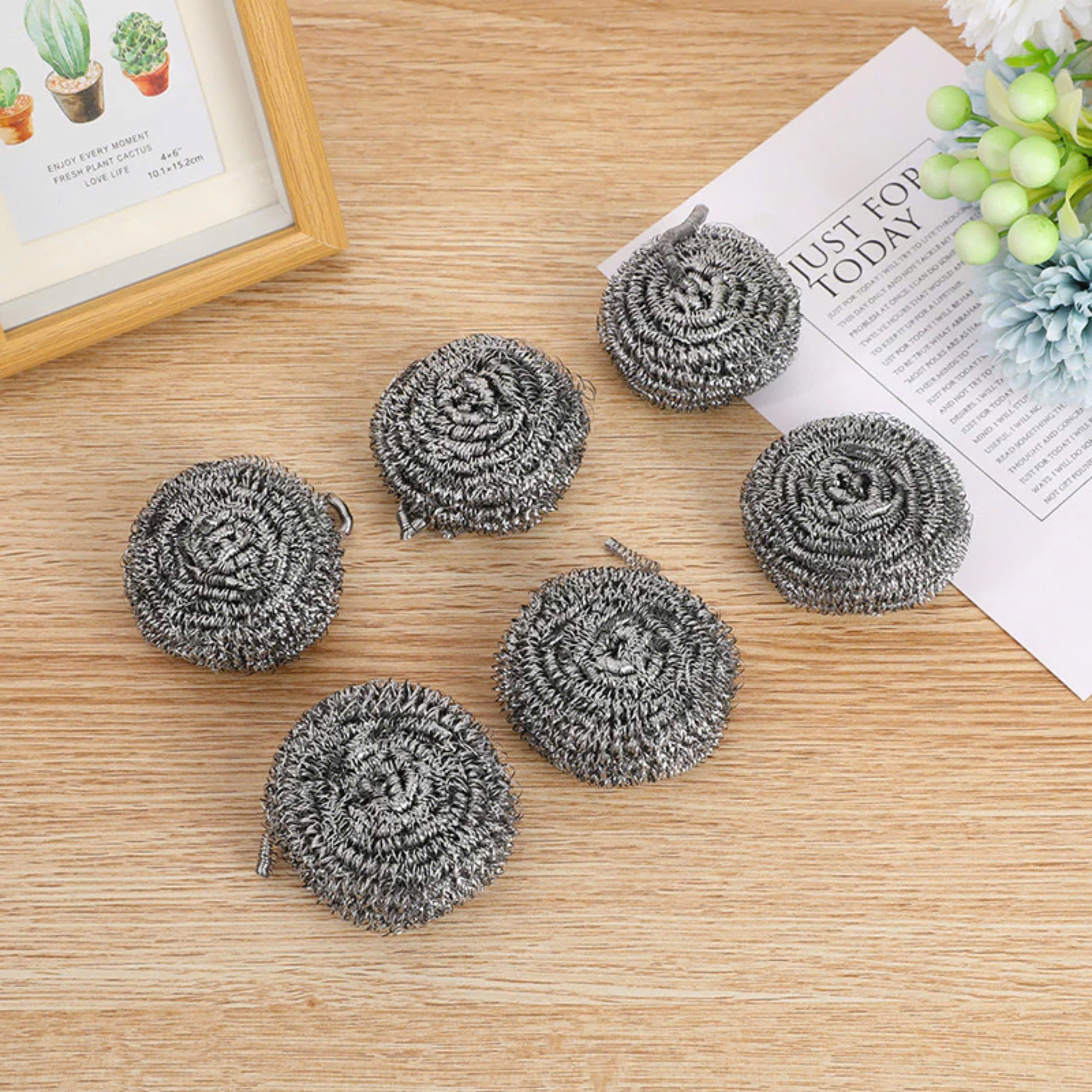 Set 6 Búi Chà Xoong Nồi Chất Liệu Thép Không Gỉ