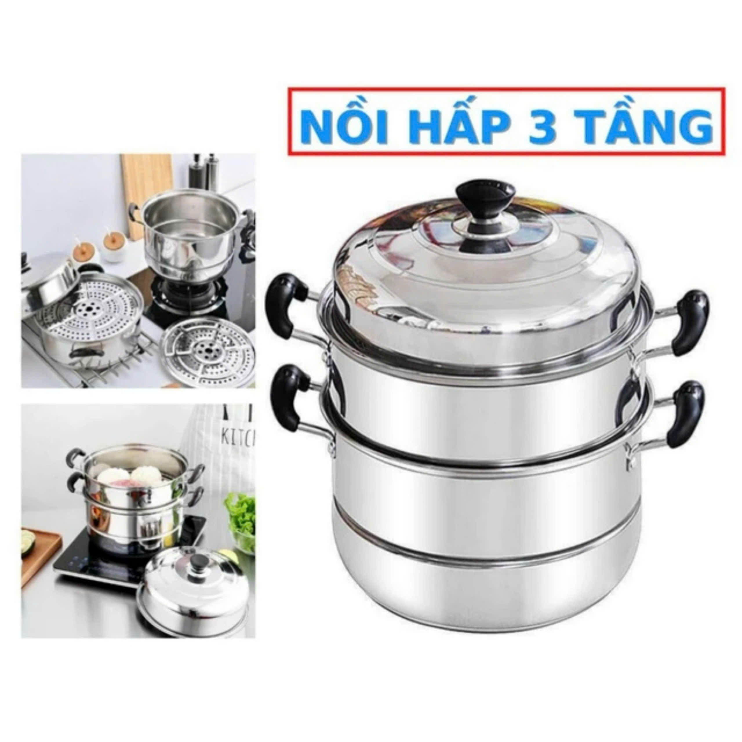 NỒI HẤP 3 TẦNG INOX