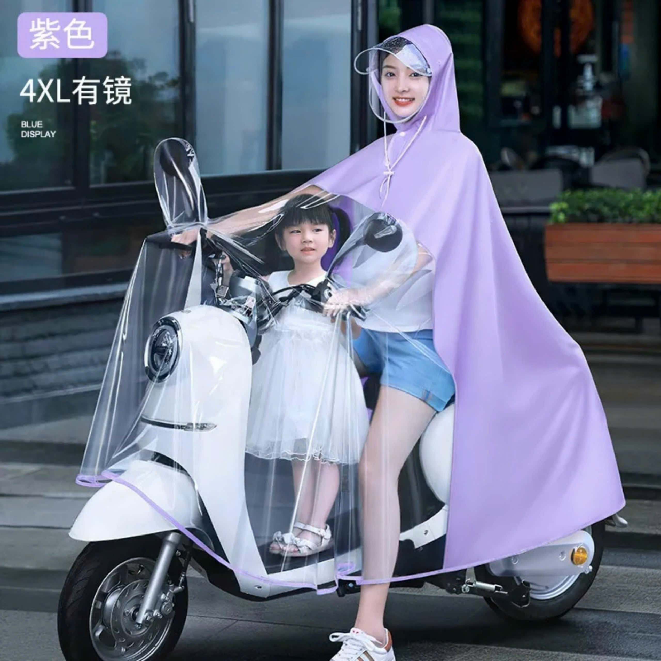 Áo Mưa Đi Xe Máy Trong Suốt Cao Cấp Cho Mẹ Và Bé