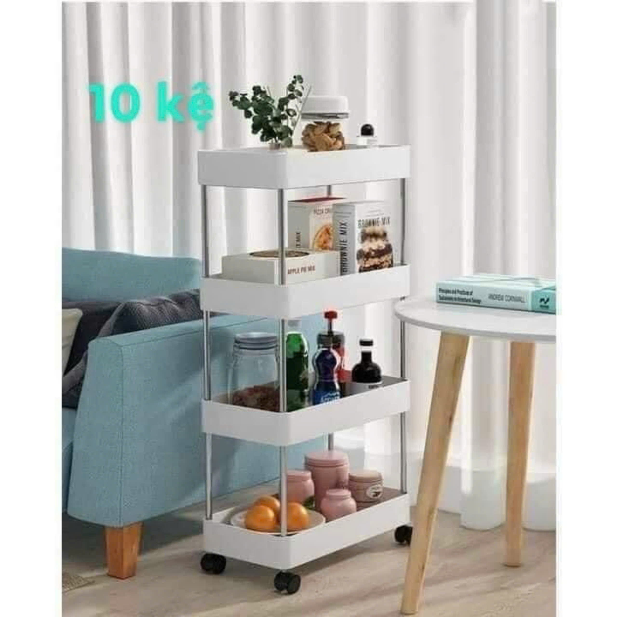 KỆ ĐỂ ĐỒ 4 TẦNG CÓ BÁNH XE ĐA NĂNG