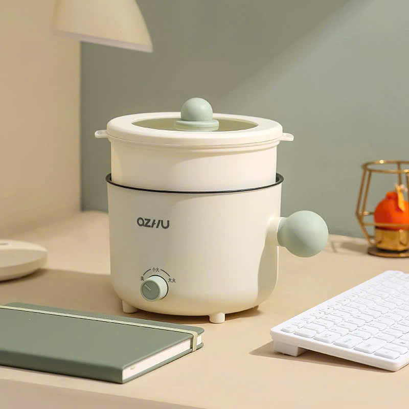 NỒI LẨU ĐIỆN MINI OZHU CÓ LỒNG HẤP CAO CẤP