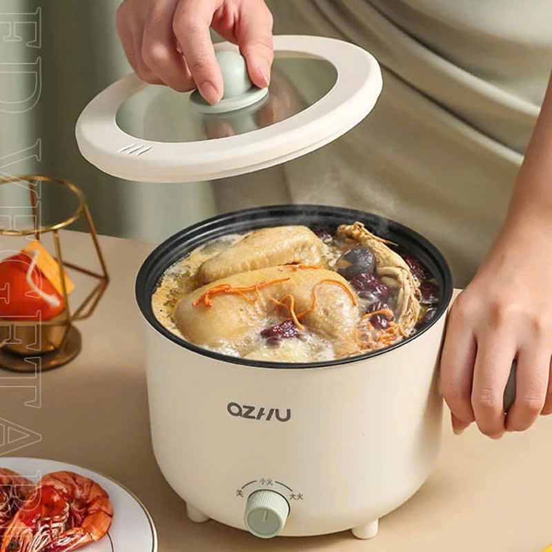 NỒI LẨU ĐIỆN MINI OZHU CÓ LỒNG HẤP CAO CẤP